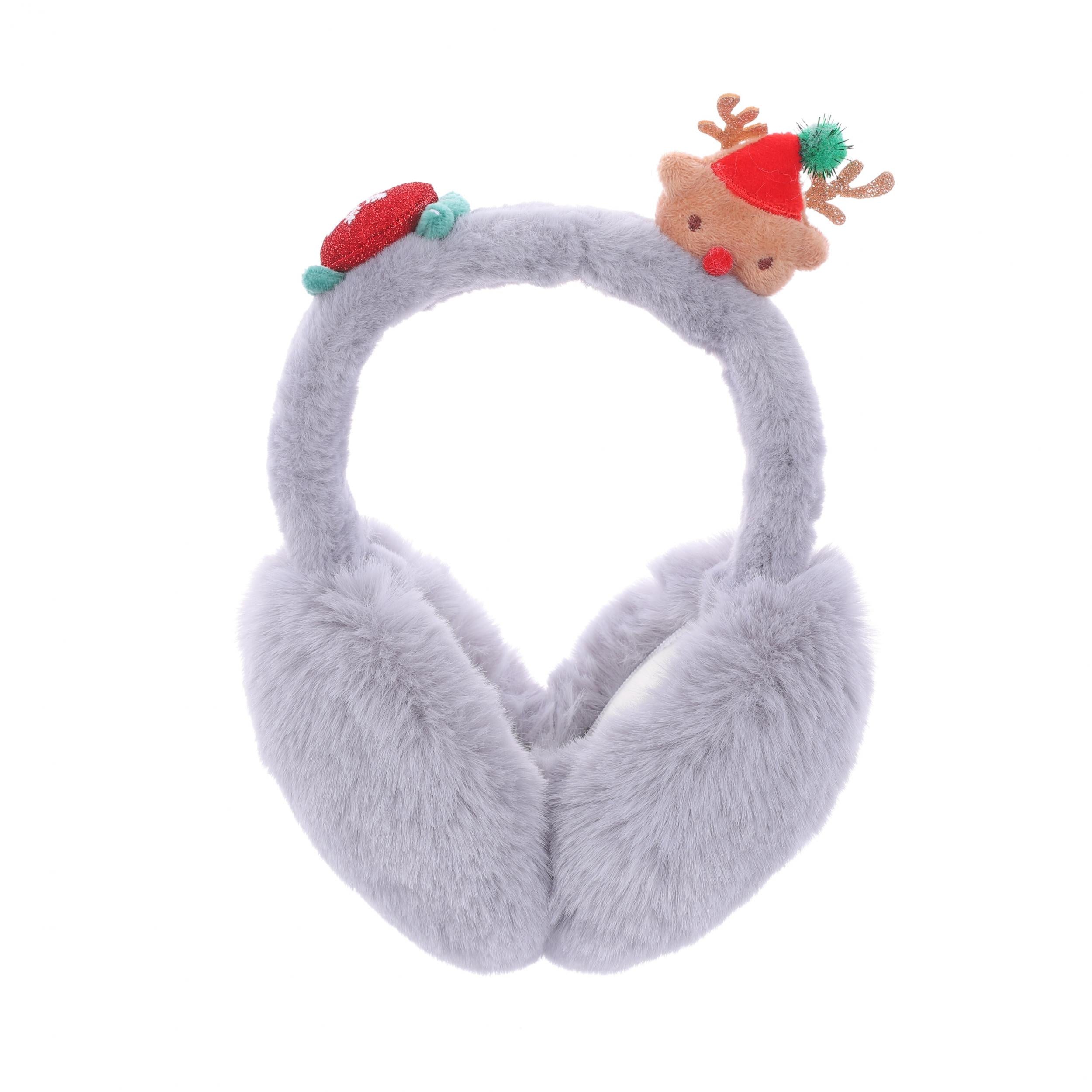 Christmas Bear Plush Earmuffs Polyester Knitted Animal Theme