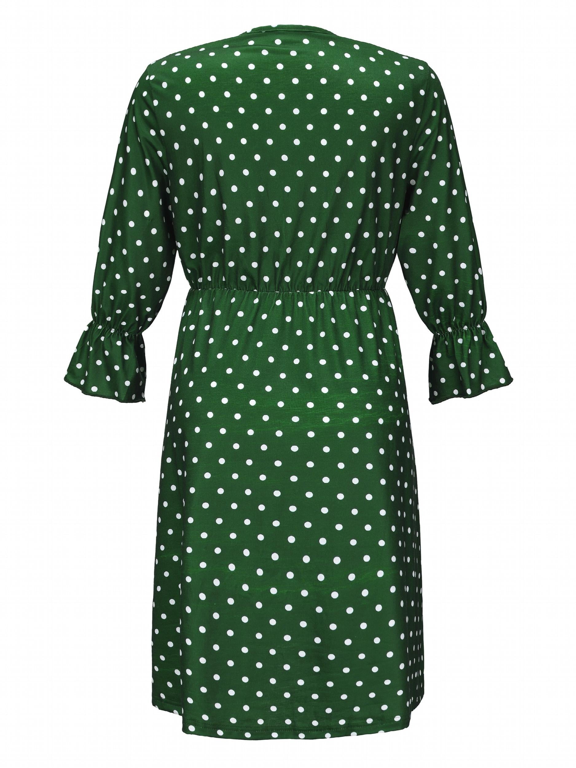 Polka Dot Ruffle Sleeve Maternity Dress