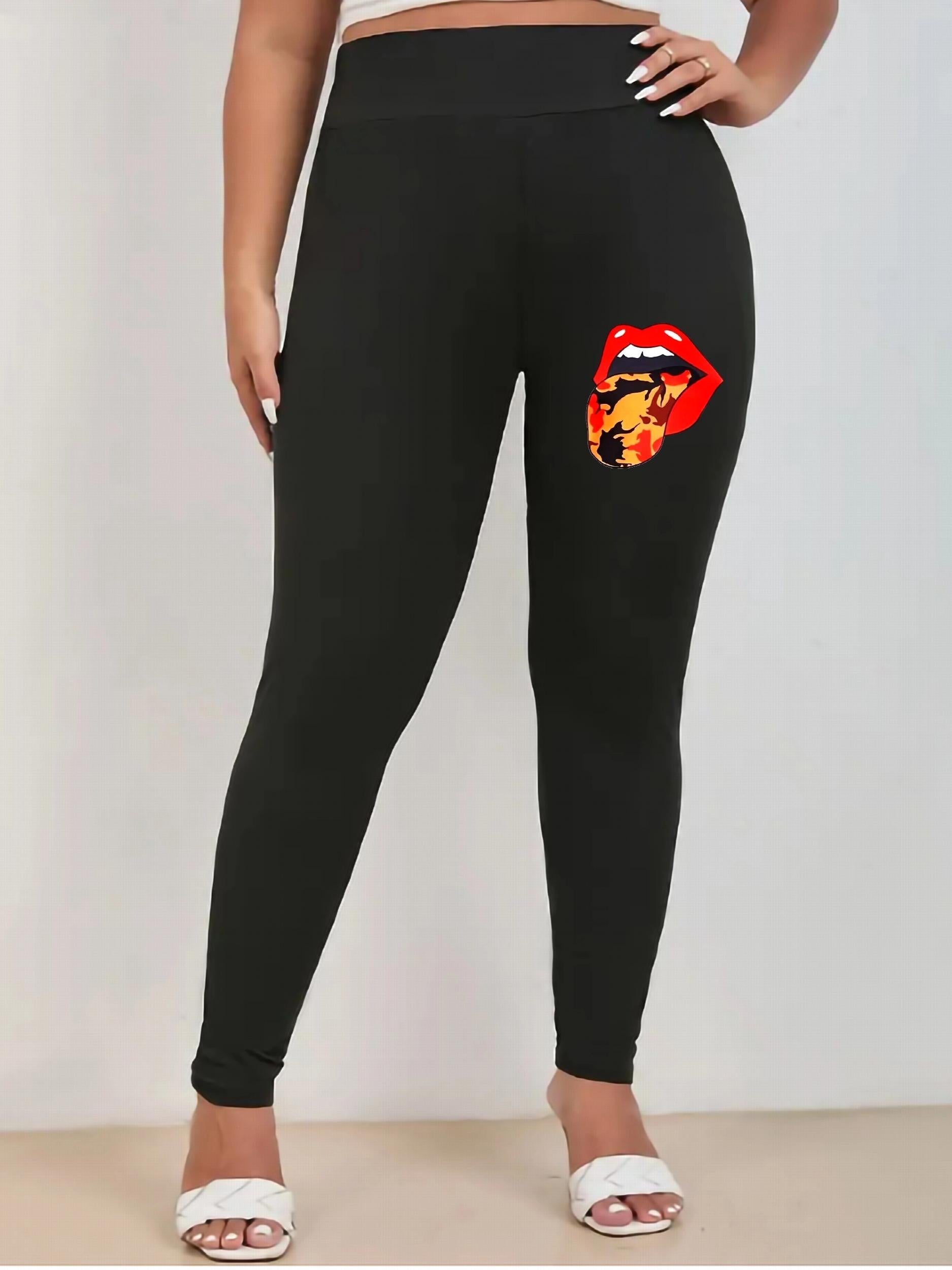  Red Lip Print High Rise Yoga Leggings