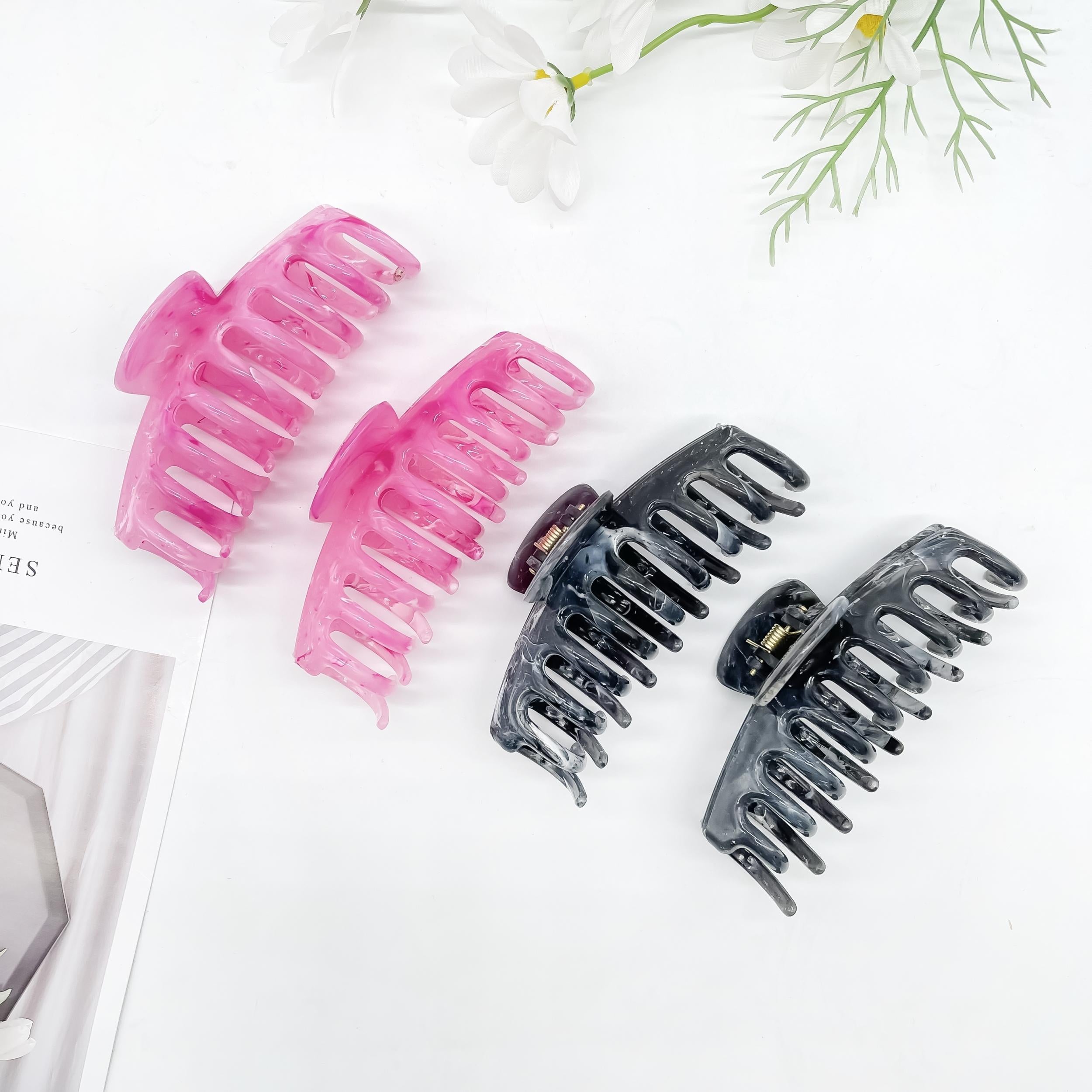 4pcs Large Hair Claw Style Solid Ponytail Holder Hair Accessories