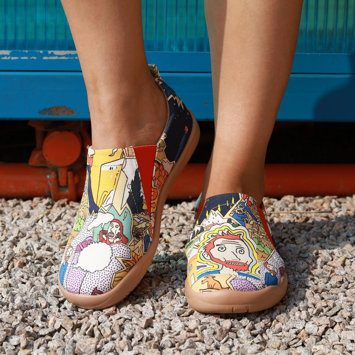 Women's Cartoon Pattern Flat Slip On Non slip Shoes Lightweight Casual Travel