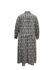  Geo Print Button Up Maxi Shirt Dress