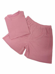 Ribbed Lounge Set Short Sleeve Top & Shorts Women's Loungewear