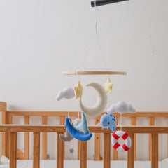 Handcrafted Multicolor Beach Sailboat & Dolphin Mobile Textile Bed Bell