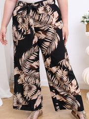  Tropical Print High Rise Wide Leg Pants