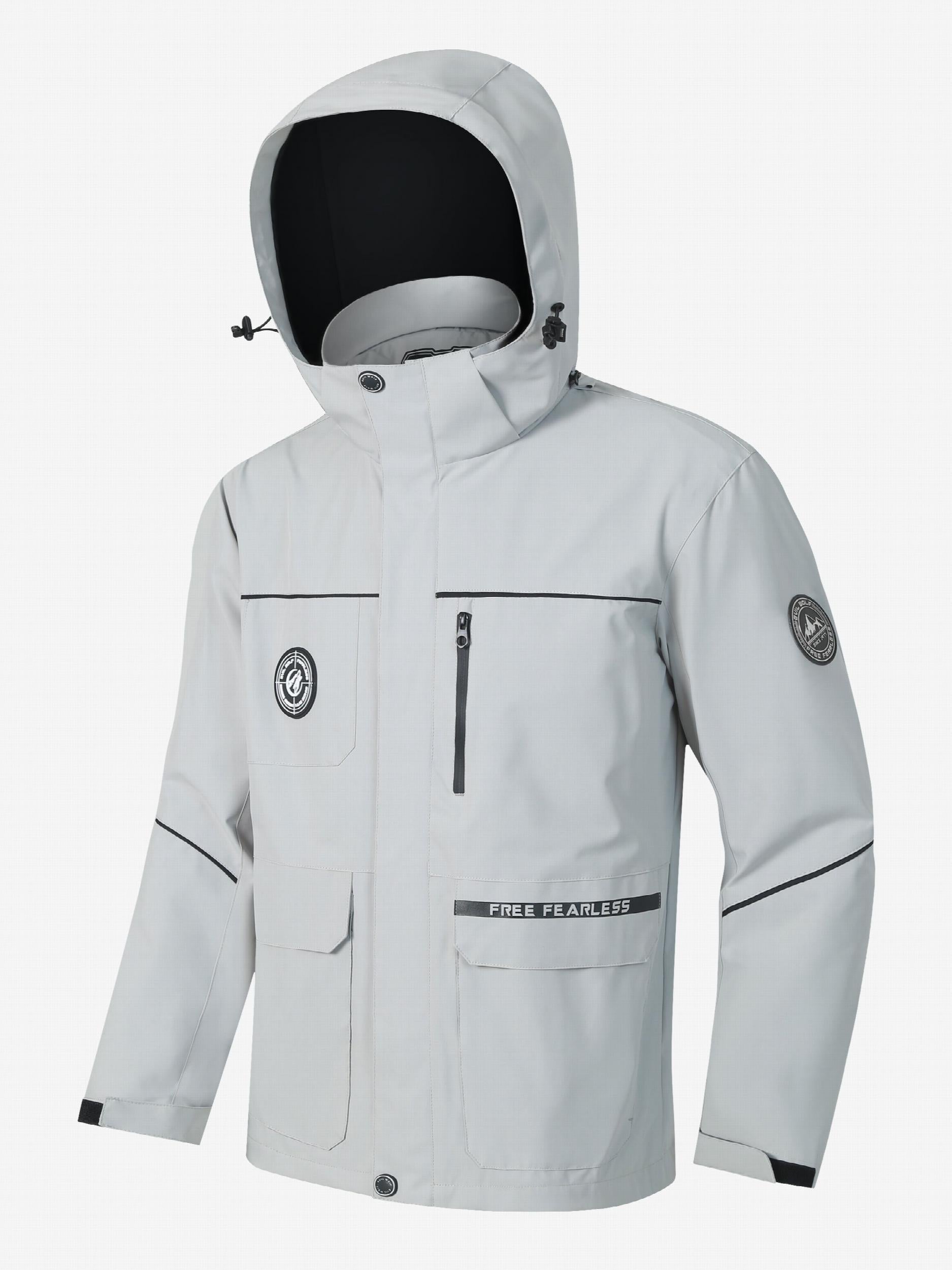 Men's Hooded Windbreaker Jacket Large Pocket Warm Jacket For Winter