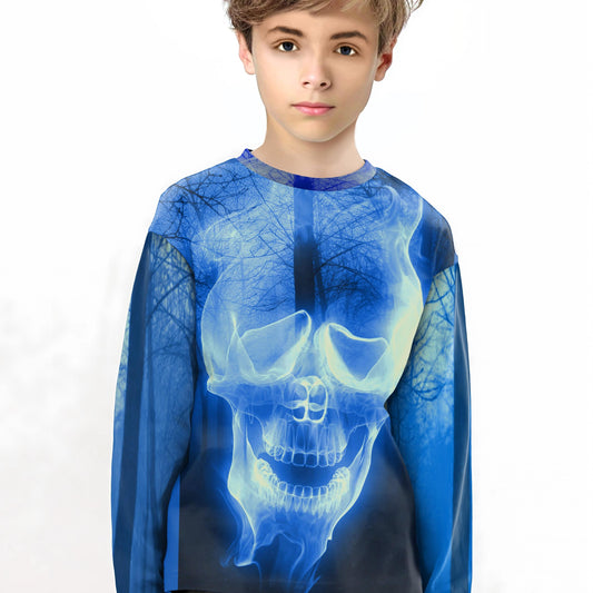 3D Skull Long Sleeve Outdoor T shirt Youth Halloween Tees
