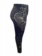 Boho Plus Size Leggings High Rise Allover Print Medium Stretch