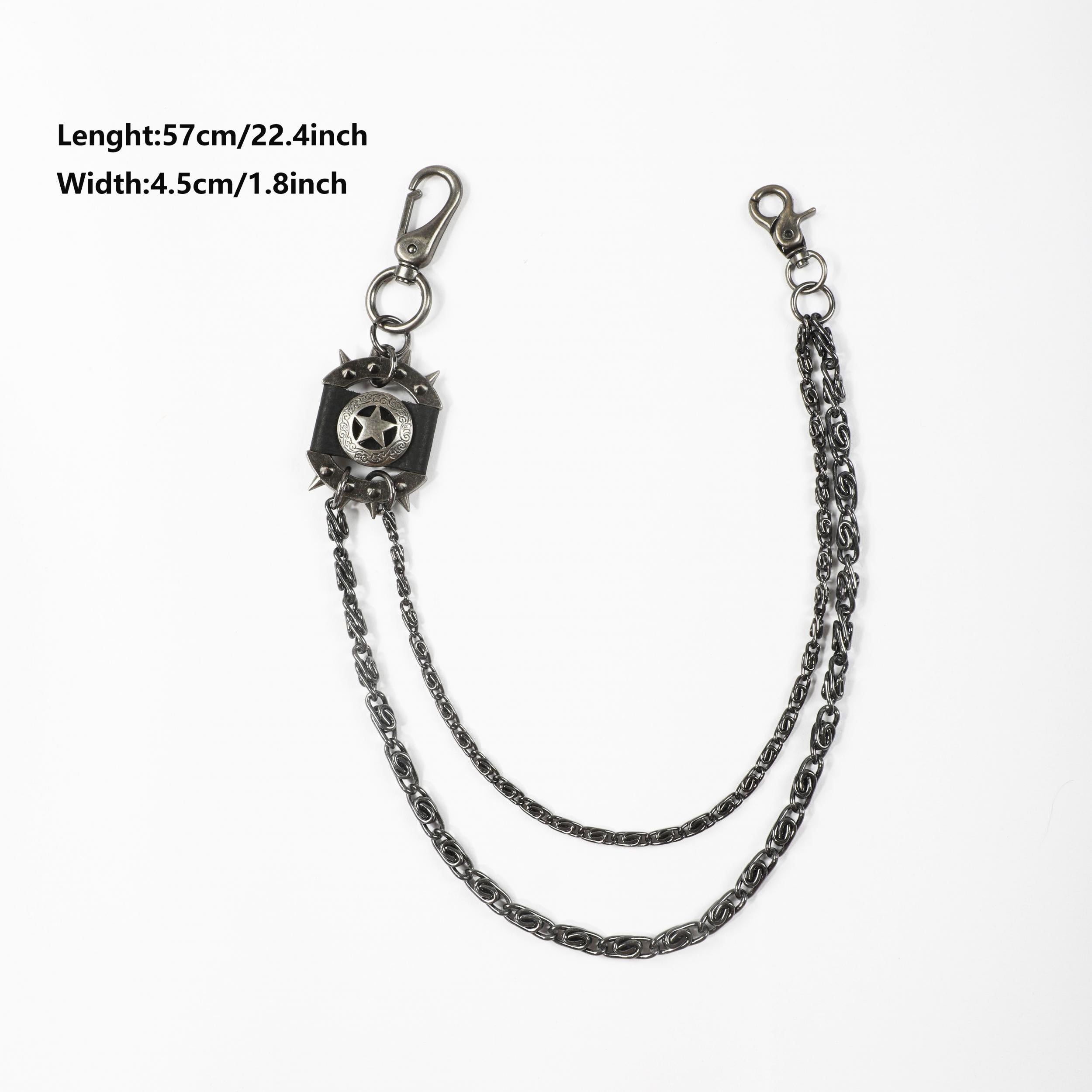 Men's Retro Pentagram Waist Chain Metal Punk Rock Double Chain Ring Pants Chain