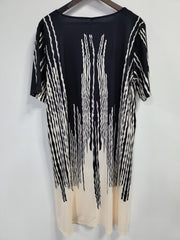  Stripe Print Short Sleeve Casual Dress with Pockets