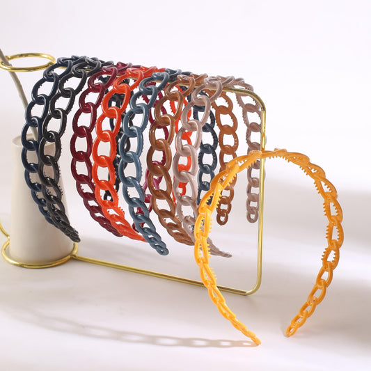 8pcs Bright Wide Headband Hoop Chain Hair Accessories
