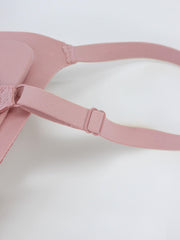 Pink Wireless Breathable Full Coverage Bra Solid Striped High Elastic Lingerie