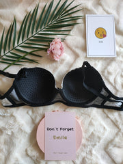 Floral Print Push Up Bra Lace Trim Women's Lingerie
