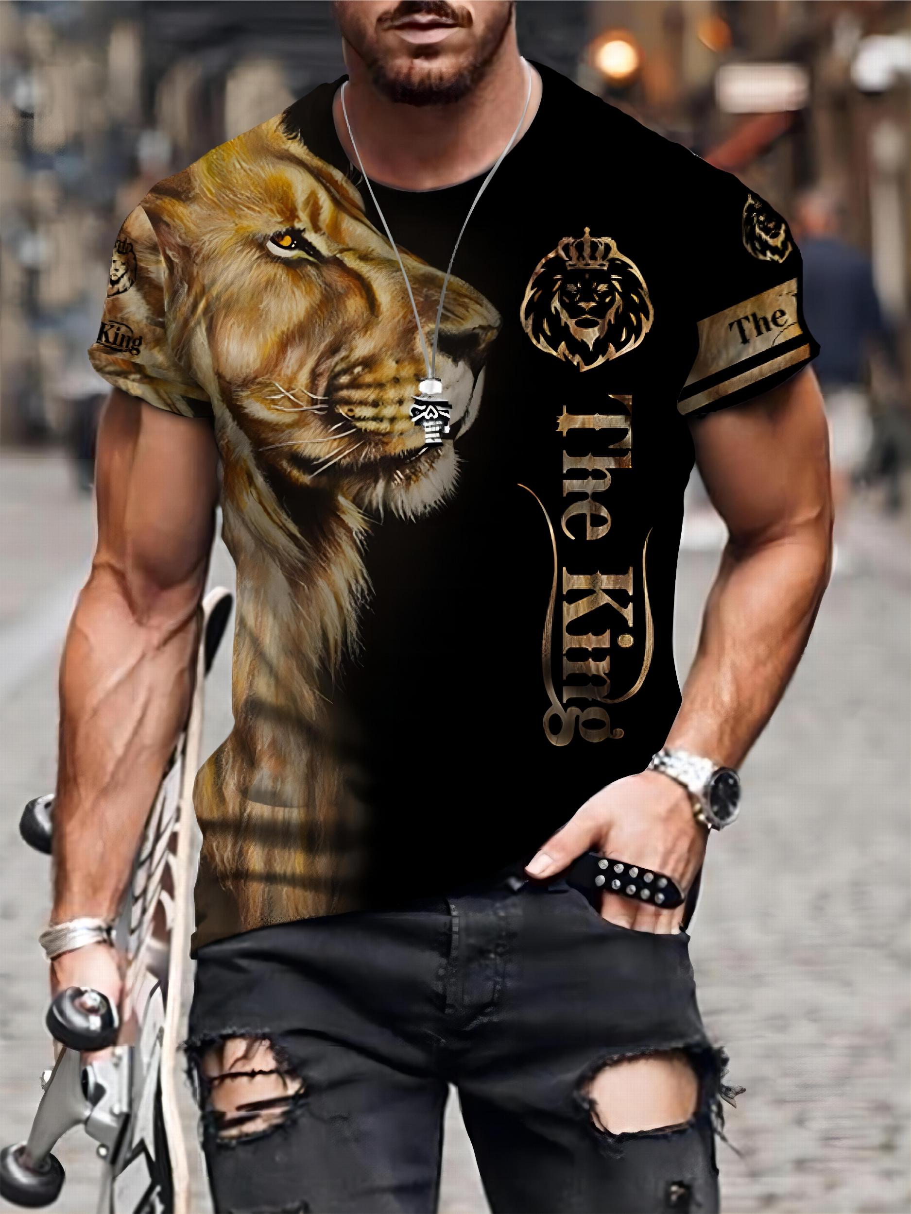 Men's Lion Graphic T shirt 3D Print Crew Neck Top Tee For Summer