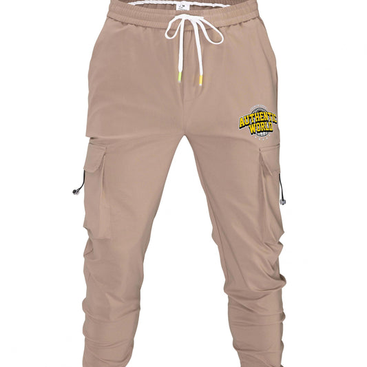 Men's Casual World Print Pockets Drawstrings Cargo Pants