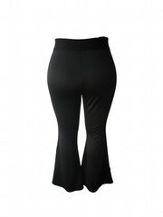 High Rise Stretch Flared Leg Trousers Plus Size Casual Pants