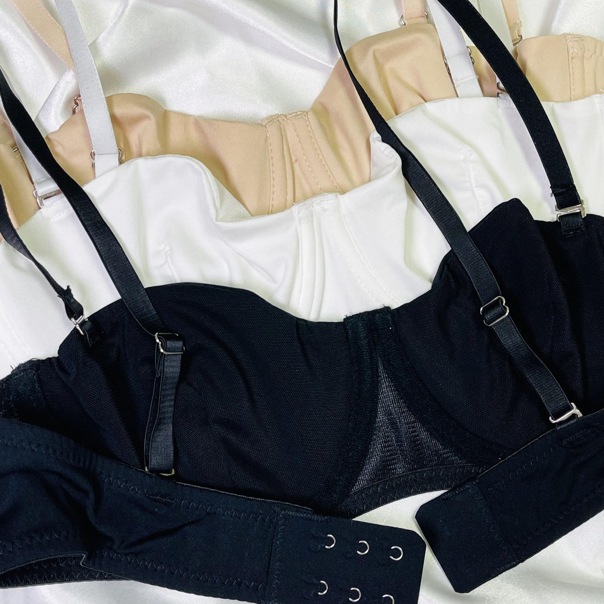 3pcs Solid Push Up Bras Comfy & Breathable Intimates Bra