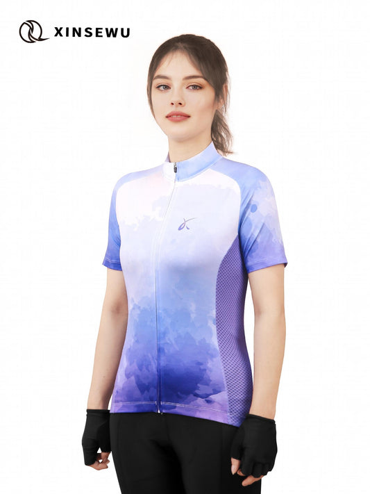 Women's Road Cycling Jersey Romantic Fog Purple Short Sleeve Cycling Wear