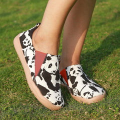 Women's Panda Print Canvas Slip-On Flat Shoes
