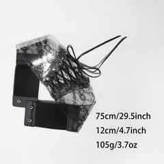 Transparent Lace Corset Belt Bowknot Floral Waistband Cinch Waspie Belts