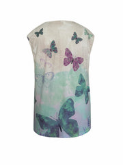  Butterfly Print V Neck Tank Top