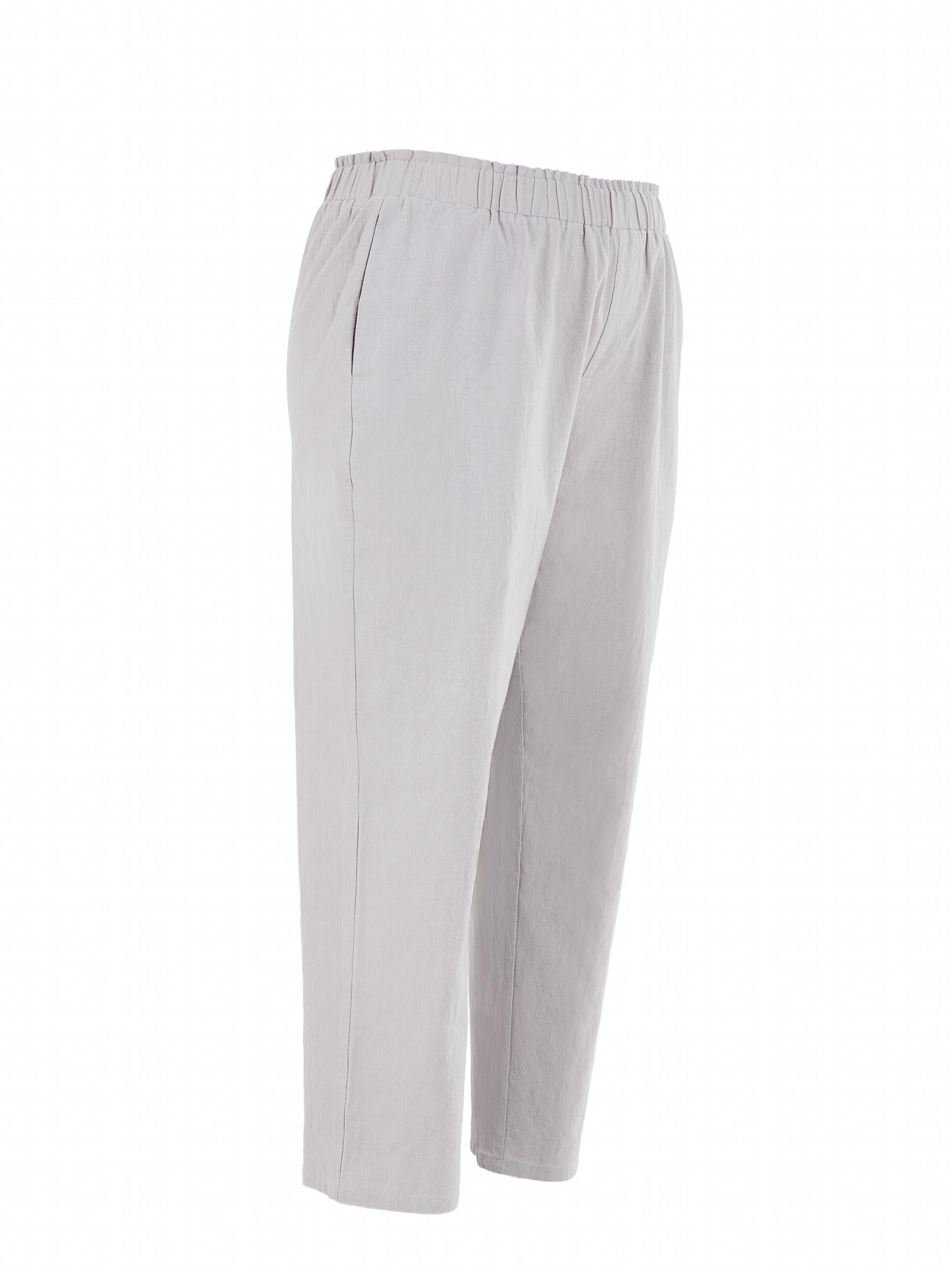  Solid Color High Rise Casual Pants with Pockets