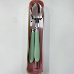 3pcs Stainless Steel Tableware Spork Chopsticks Set with Storage Box
