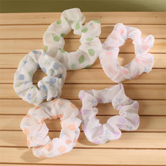 5pcs Strawberry Print Scrunchies Hair Tie Polka Dot Pattern Ponytail Holder