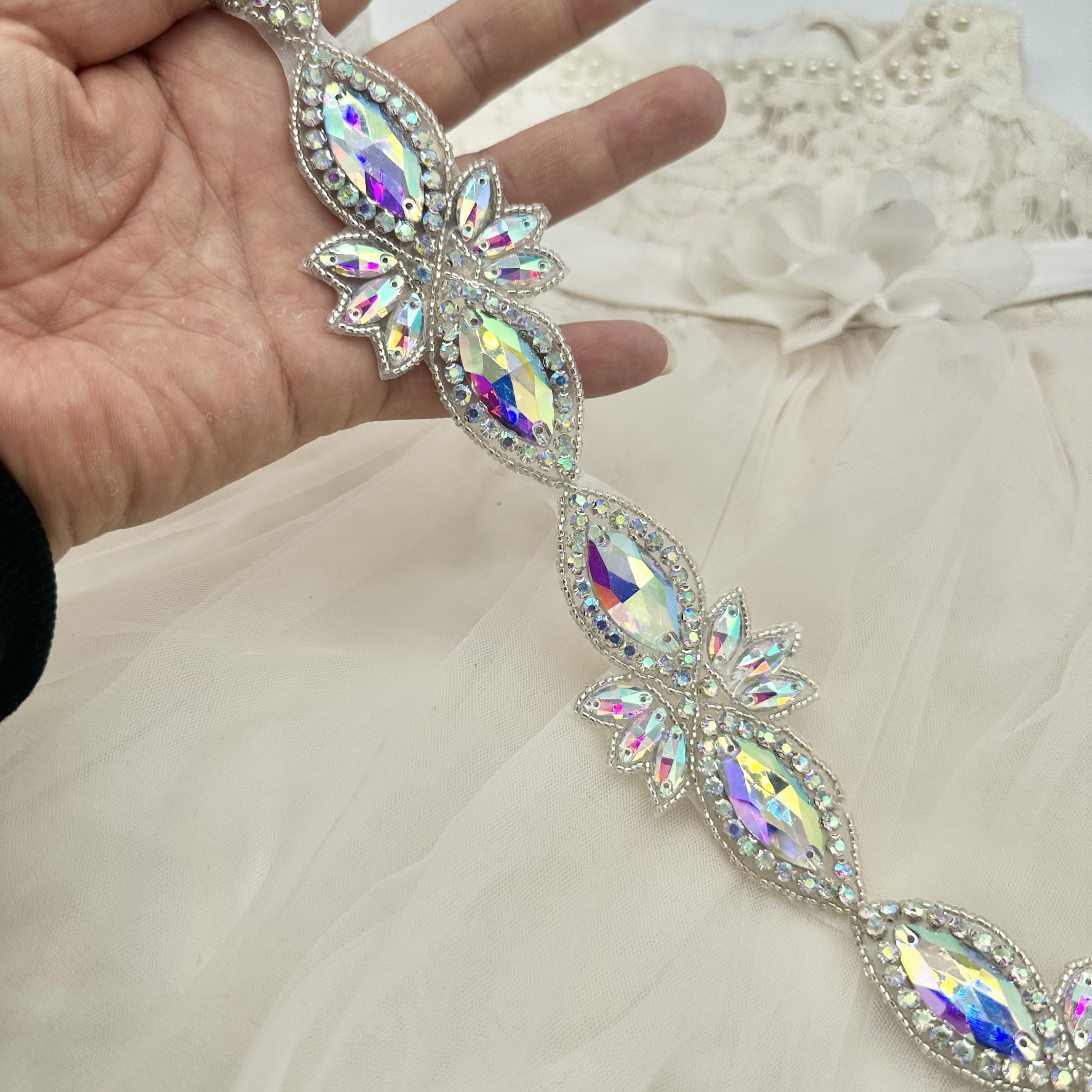 Elegant Glass Buckle with Golden Leaves and Crystal Beads