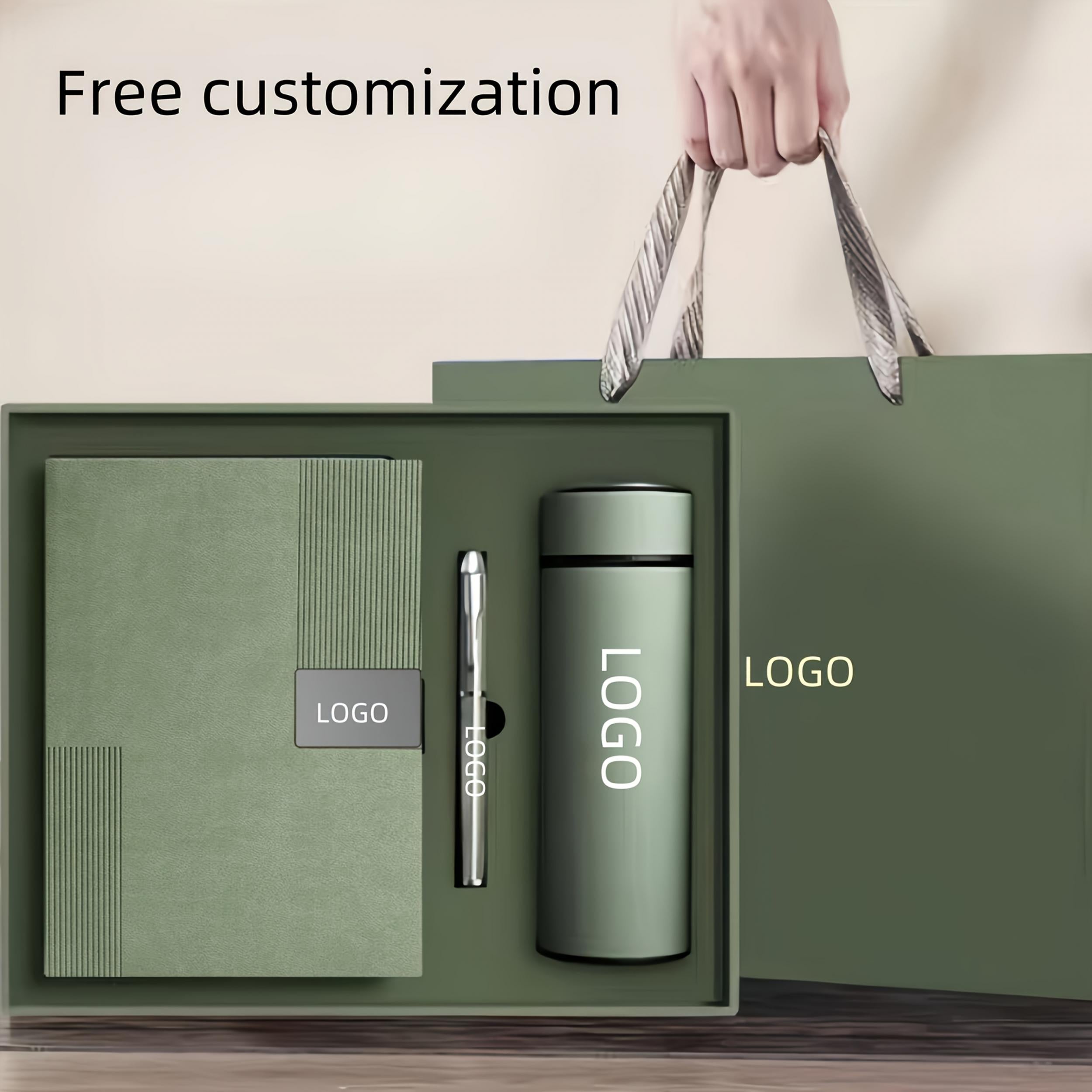 Personalized A5 Faux Leather Notebook Gift Set with Bookmark