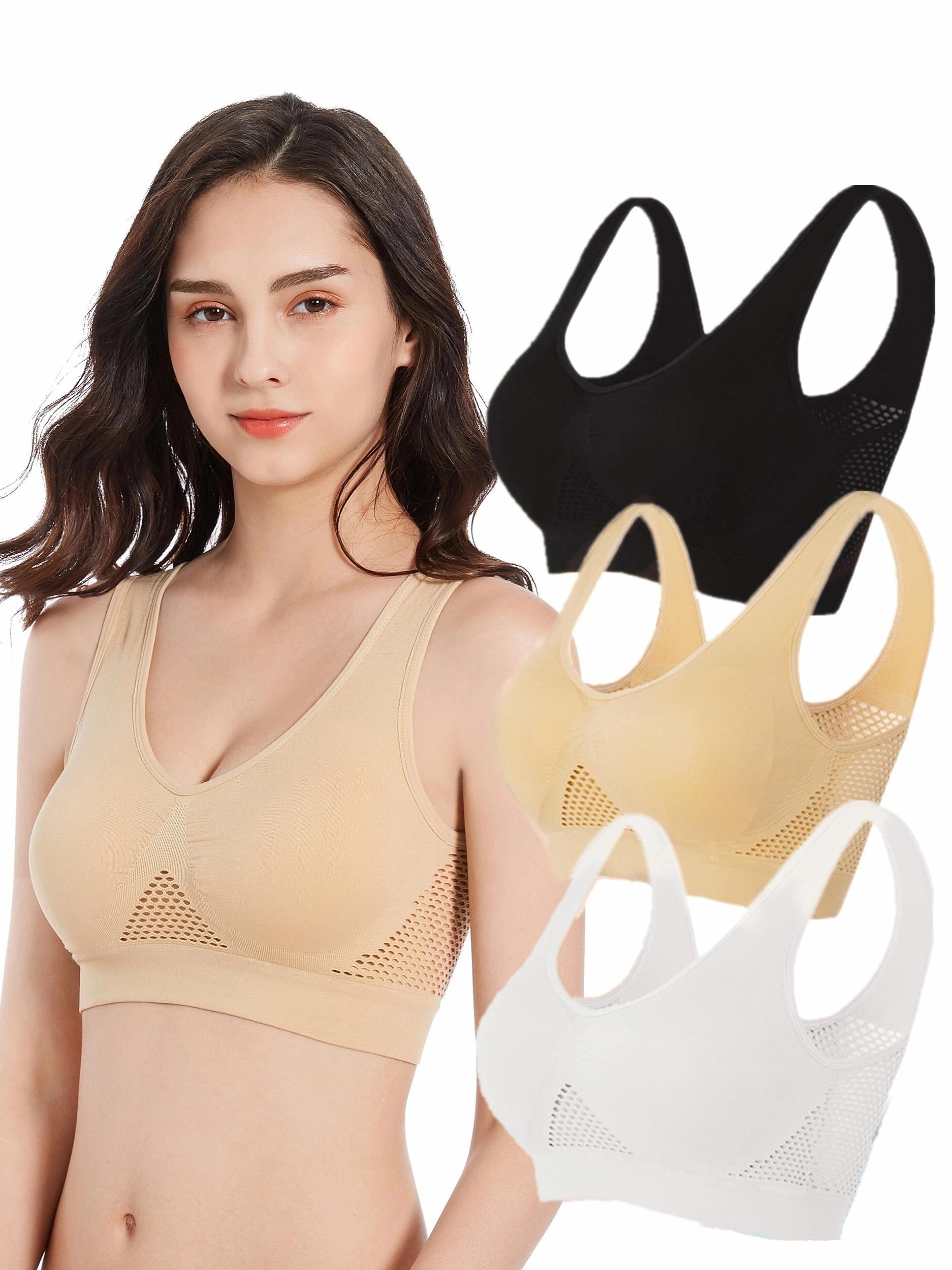 3pcs Wireless Sports Bras Comfy & Breathable Women's Lingerie