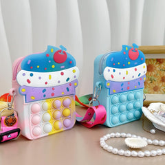 Girls Silicone Messenger Bag Coin Purse Children's Pop Fidget Toy Bag