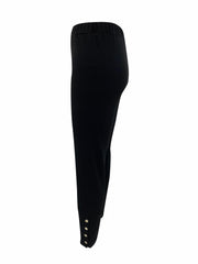 Solid Long Length Leggings with Buttons Women's Clothing