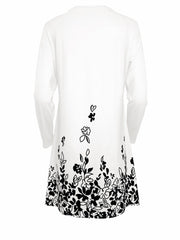  Casual Dress Women's Plus Floral Print Keyhole Long Sleeve Dress