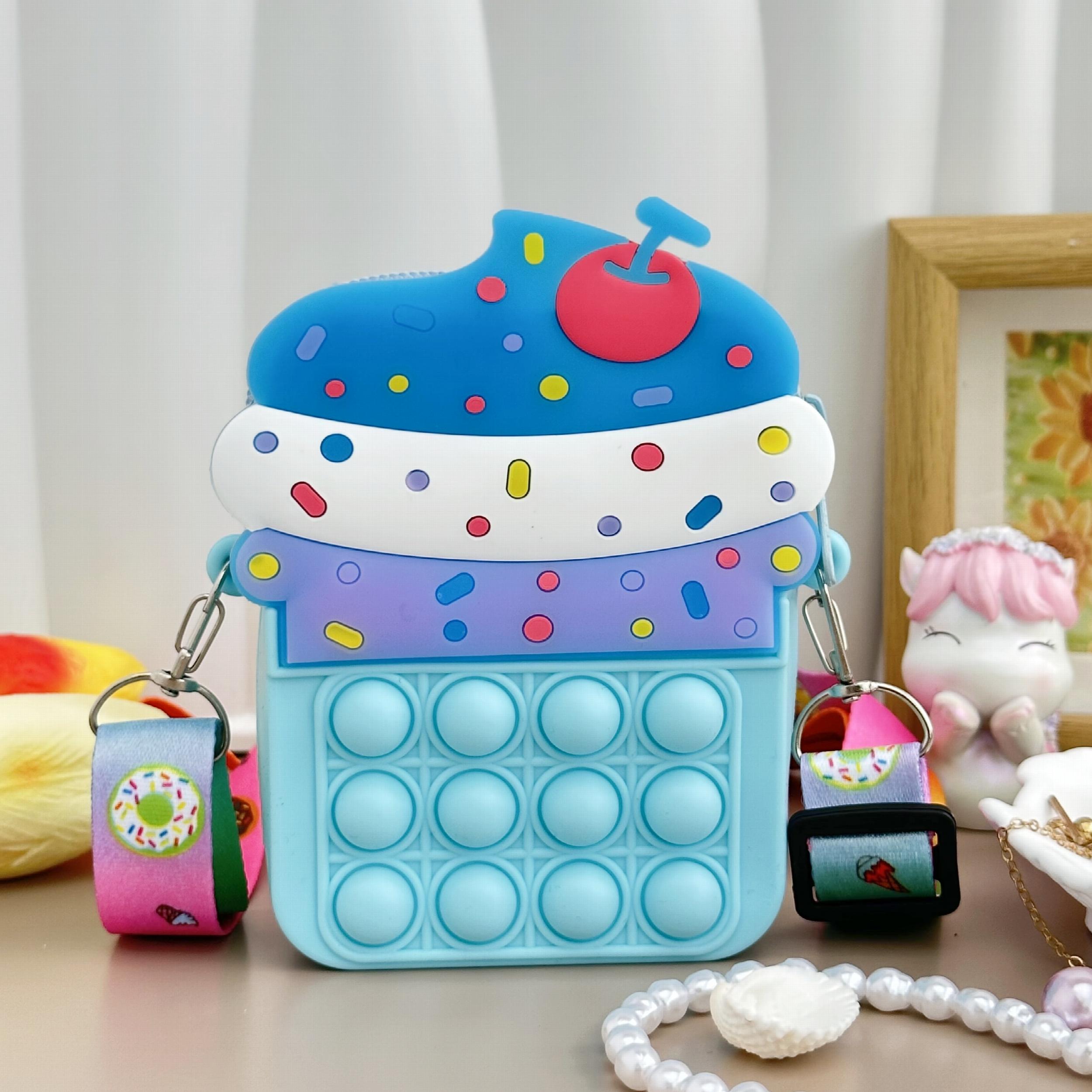 Girls Silicone Messenger Bag Coin Purse Children's Pop Fidget Toy Bag