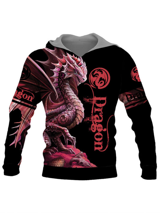 Dragon 3D Print Hoodie Men Graphic Hooded Pullover Autumn Clothing