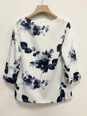 Floral Print Blouse & Solid Pants Set