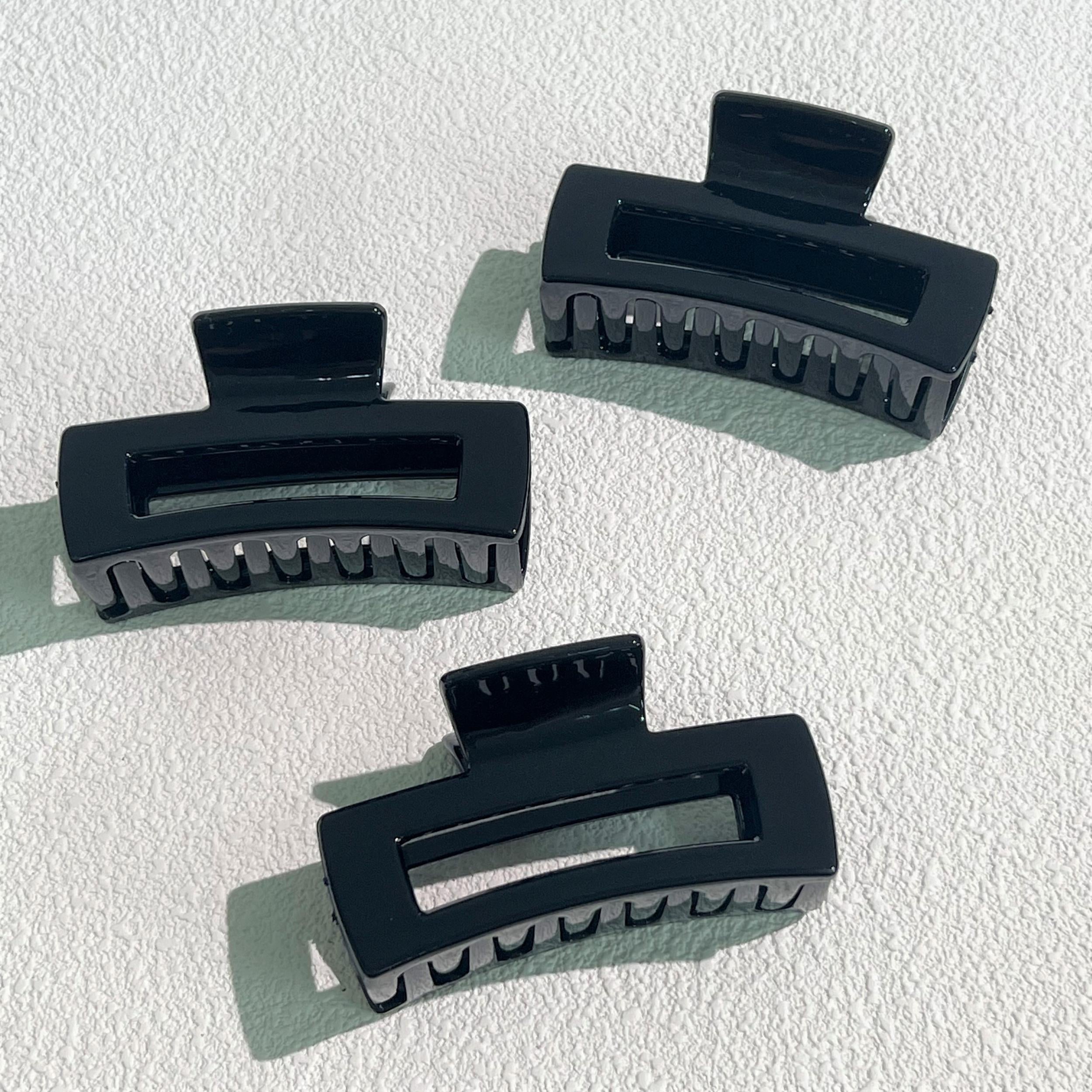 6pcs Large Rectangle Hollow Hair Claw Non slip Glossy Hair Claw Style Solid