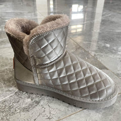 Plush Lined Thermal Furry Snow Boots Glitter Heighten Snow Shoes