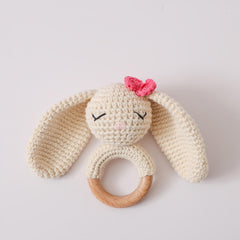 Crochet Bunny Toy Rattle Easter Gift Newborn Keepsake