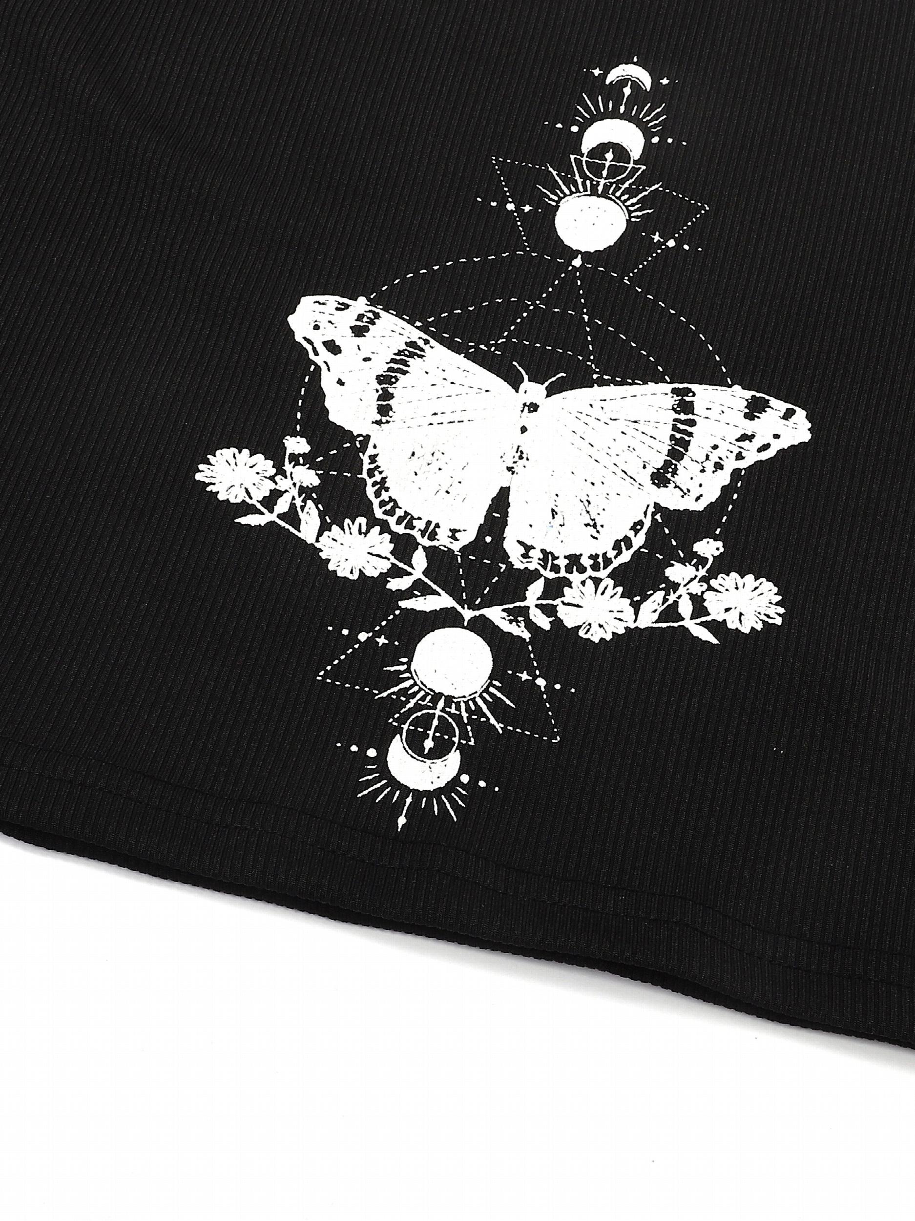 Y2K Grunge Butterfly Print Spaghetti Strap Top