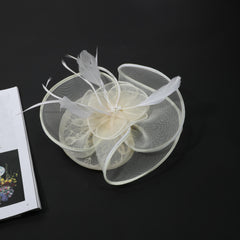 Women's Retro Mesh Flower Feather Clip - Bridal Headdress