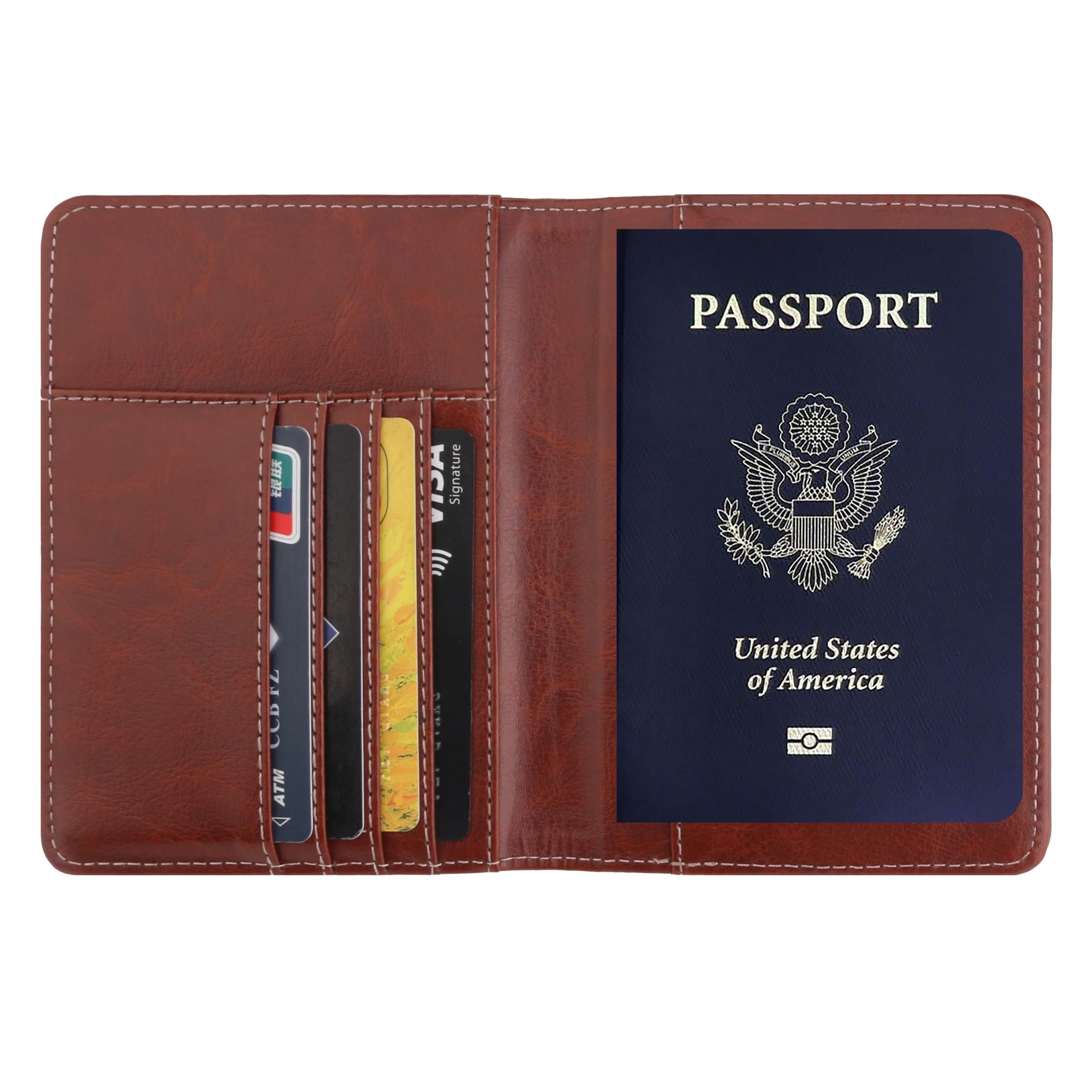 RFID Blocking PU Leather Passport Holder Travel Wallet