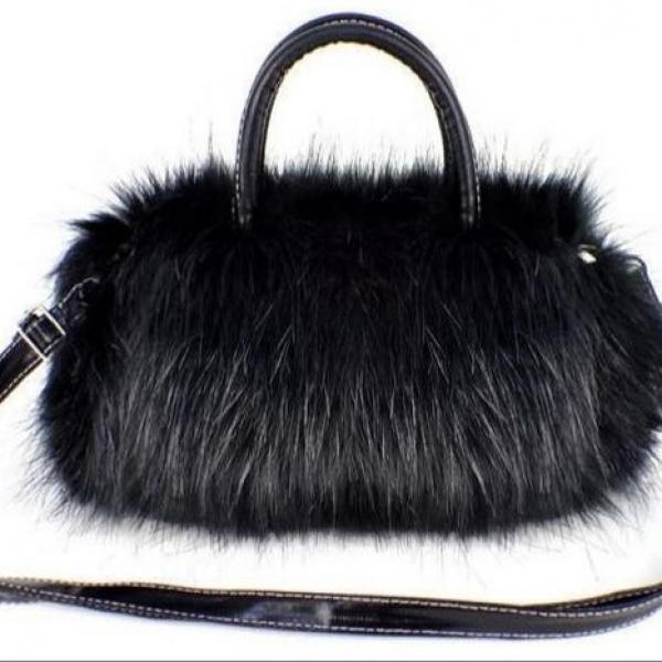 Temperament Lady Bag Durable PU Leather Faux Fur Handbag