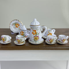 Mini Ceramic Tea Set Dollhouse Accessory Retro Model Decoration