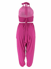  Solid Halter Neck Cami Top & Pants Set