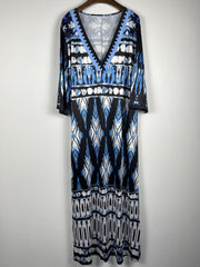 Plus Tribal Print V Neck Maxi Dress