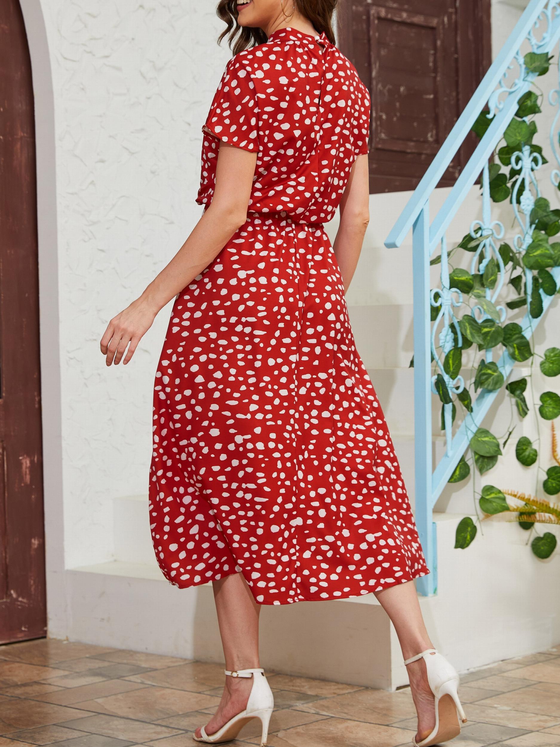 Vintage Short Sleeve Midi Dress for Spring & Summer