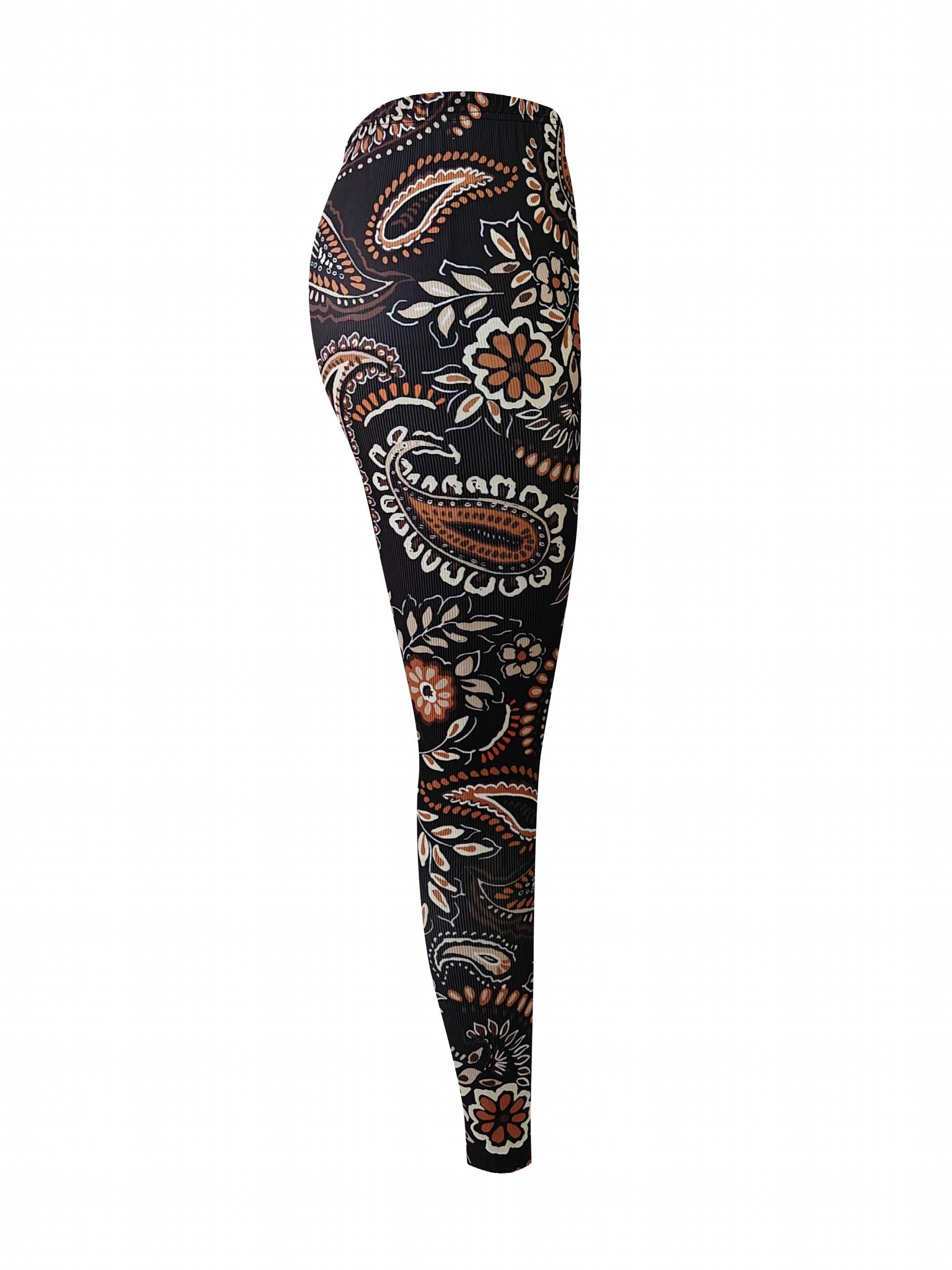Paisley Print Yoga Workout Pants High Stretch Running Sports Fitness Leggings