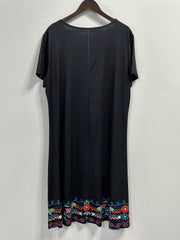 Floral Print V Neck Plus Size Casual Dress